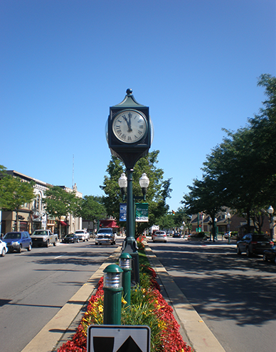 Stopped at a red light in downtown Saline