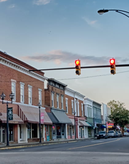 Stopped at a red light in downtown Saline